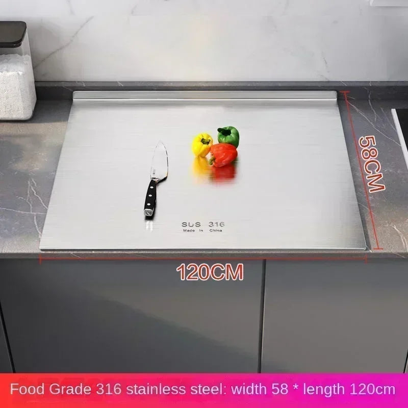 316 stainless steel panel and chopping board, kitchen household thickened double sided extra large kneaded surface cutting board