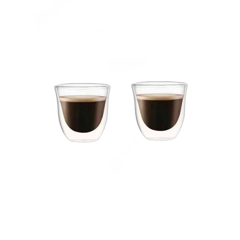 2pcs 80/150/220ml Double Wall Coffee Cup Heat Insulation Glass Cup Beer Milk Water Cups Transparent Cup Glass Drinkware Mug