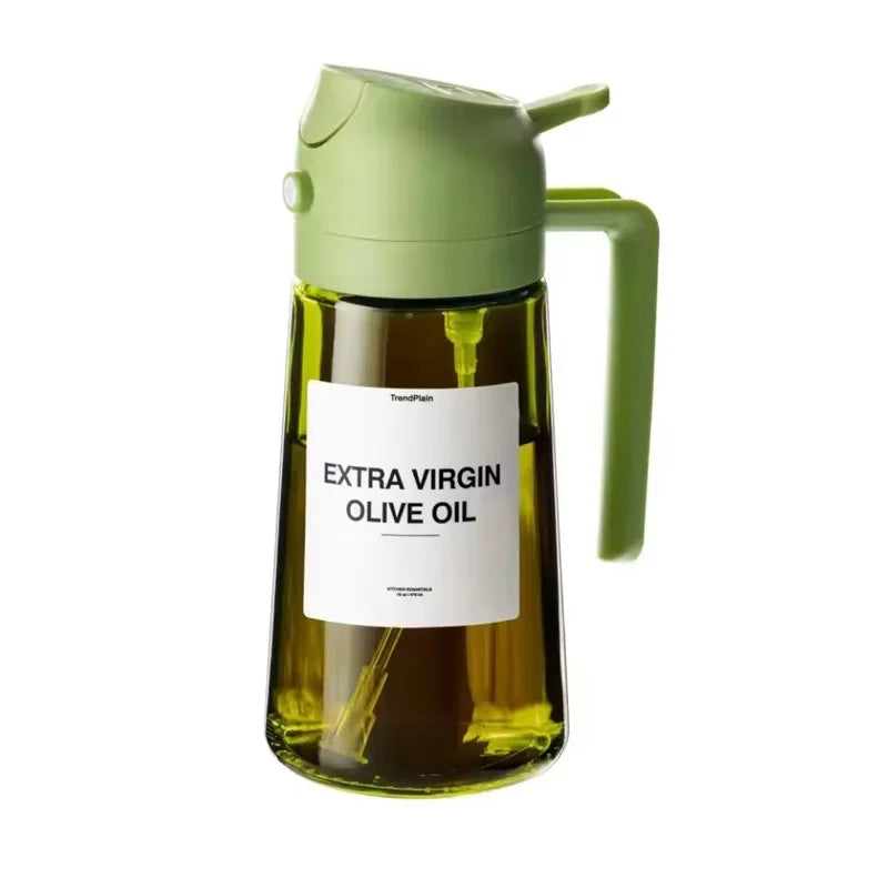 Leakproof 16oz 470ml 2-in-1 Brown Glass Olive Oil Dispenser Sprayer Eco-Friendly Oil Spray Bottle for Cooking Baking BBQ Grill