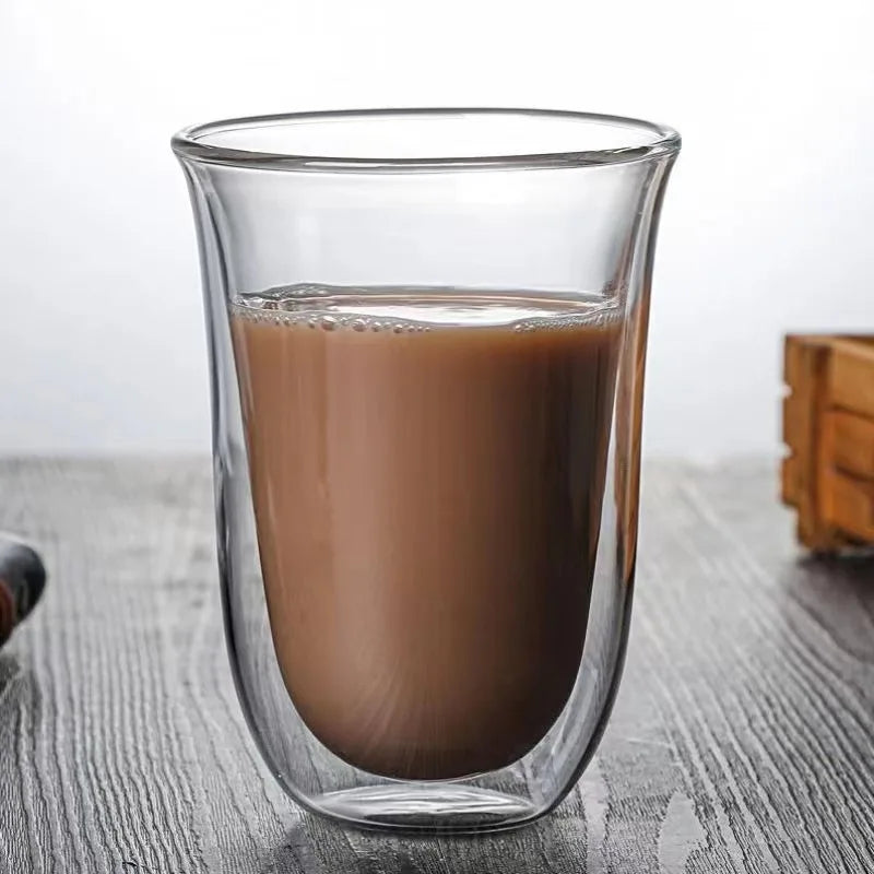 2pcs 80/150/220ml Double Wall Coffee Cup Heat Insulation Glass Cup Beer Milk Water Cups Transparent Cup Glass Drinkware Mug