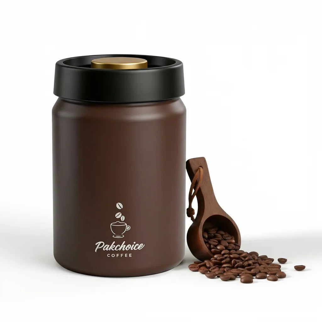 Vacuum Coffee Bean Storage Container Stainless Steel Airtight Canister Light-proof Tea Spice Food Storage Jar Kitchen Tool