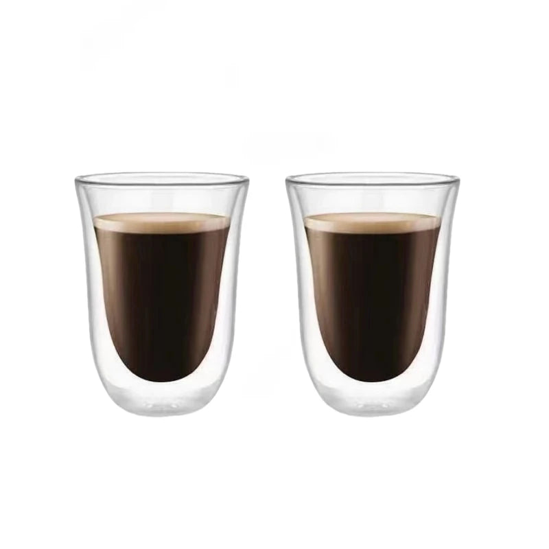 2pcs 80/150/220ml Double Wall Coffee Cup Heat Insulation Glass Cup Beer Milk Water Cups Transparent Cup Glass Drinkware Mug