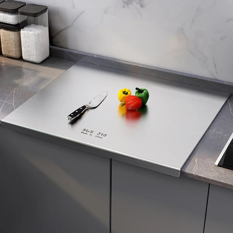 316 stainless steel panel and chopping board, kitchen household thickened double sided extra large kneaded surface cutting board