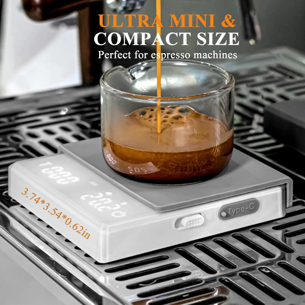 Mini Digital Coffee Scale rechargeable High Precision 0.1g Kitchen Scale With Timer Espresso Coffee Maker LED Display