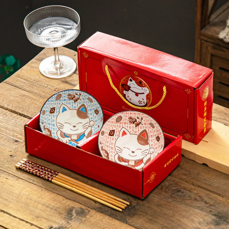 Bohemian Ceramic Tableware Household Gift Blue and White Porcelain Chopsticks Bowl Set Gift Box Packing