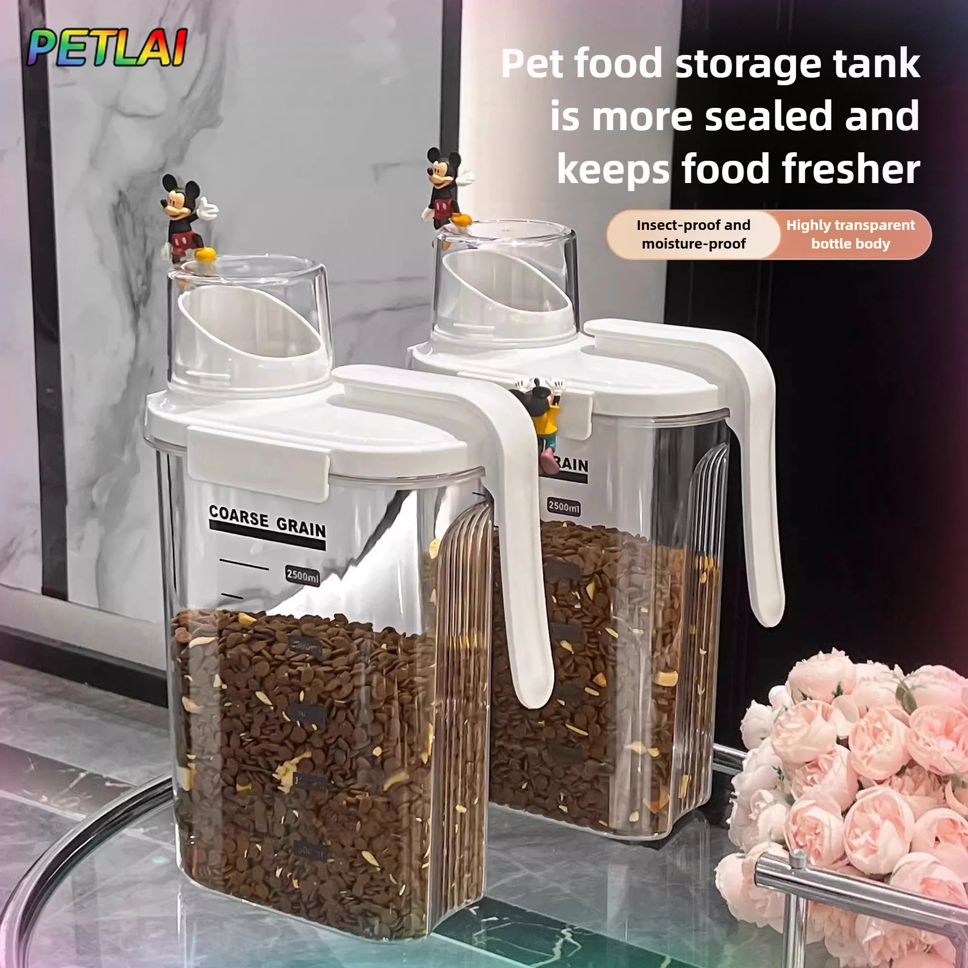 Cat food sealed storage tank dog food storage bottle thickened household pest-proof bucket food-grade moisture-proof container