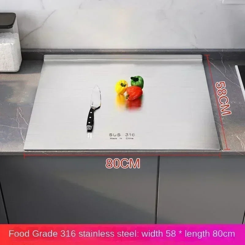 316 stainless steel panel and chopping board, kitchen household thickened double sided extra large kneaded surface cutting board
