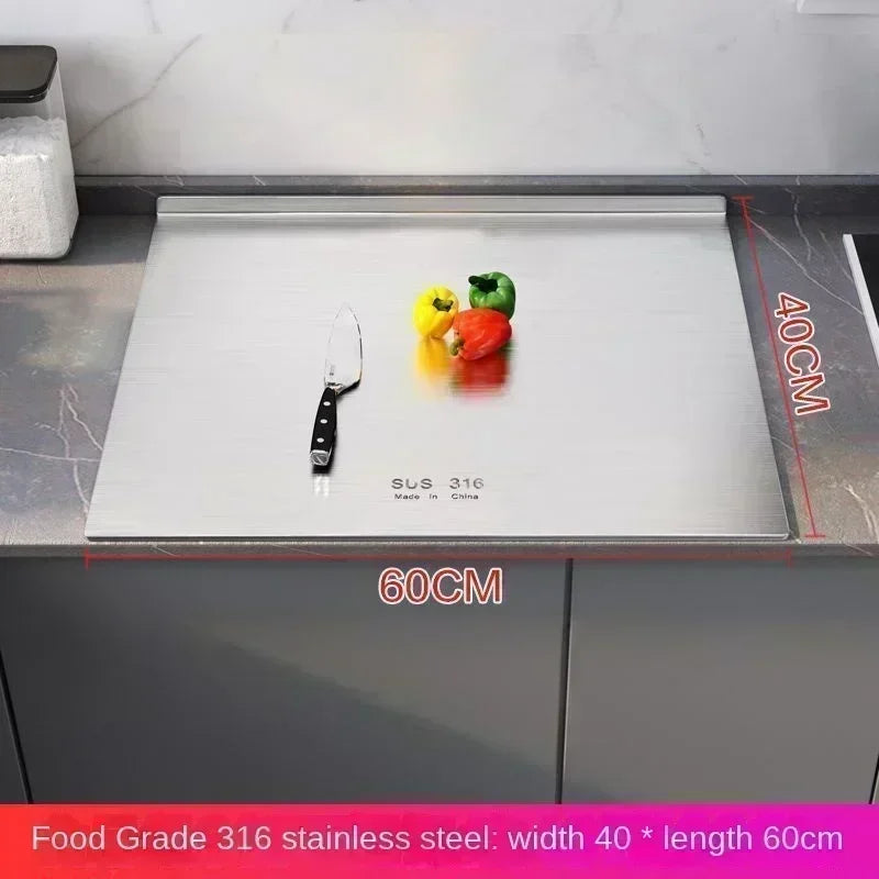 316 stainless steel panel and chopping board, kitchen household thickened double sided extra large kneaded surface cutting board
